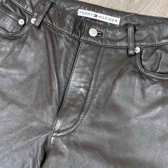 Women’s Tommy Hilfiger Vintage VTG 100% Leather Size 6 Brown Classic Pants - Picture 7 of 10